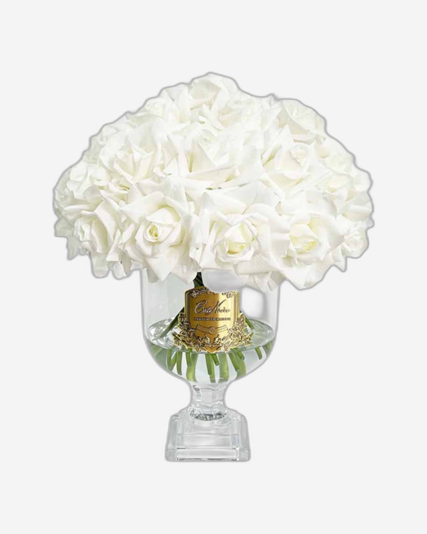 "Versailles Rose Bouquet" in Glass Vase with 31 Artificial Silk Flowers
