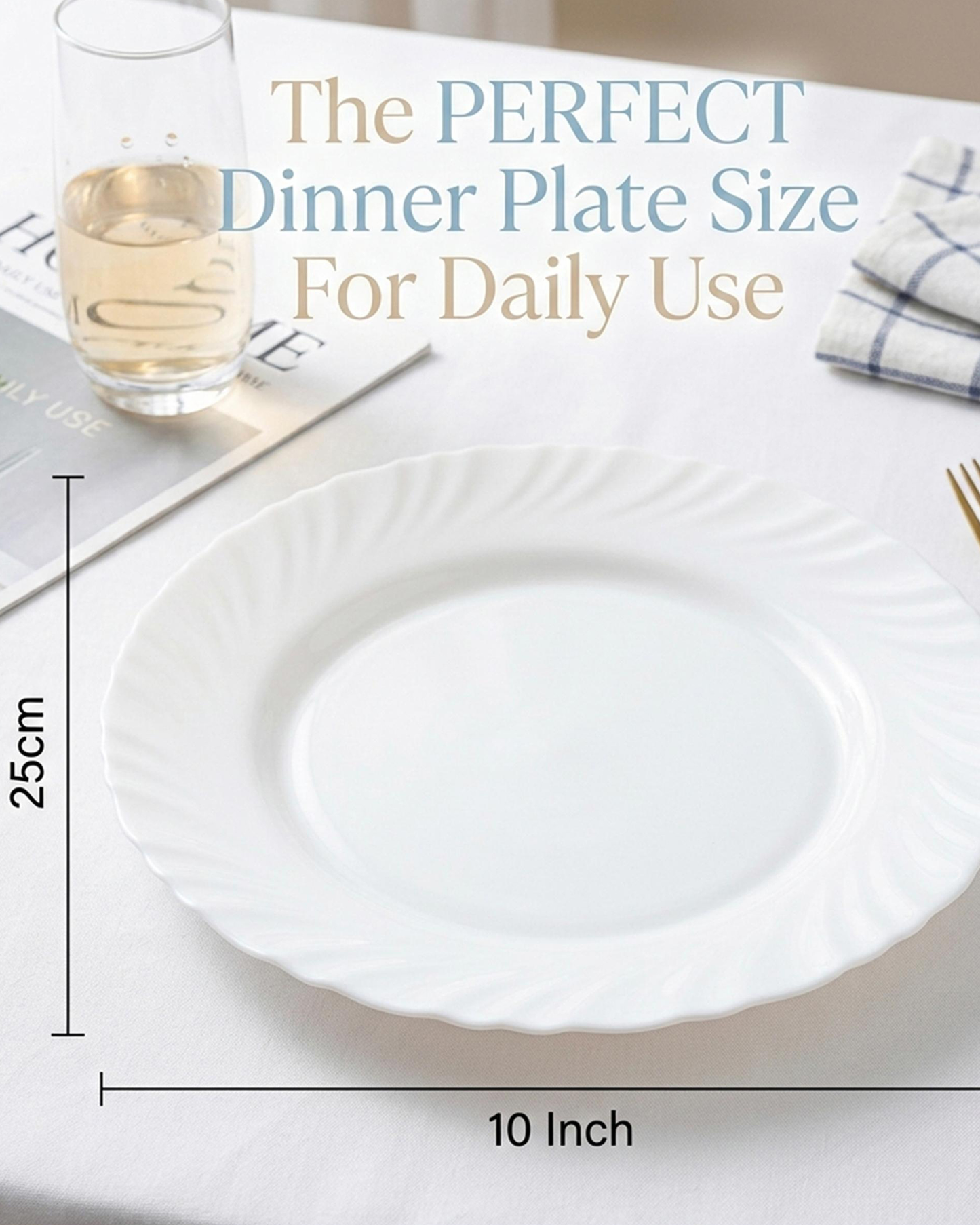 Cuisine Art Opal Glass Dinner Plate 25 cm White