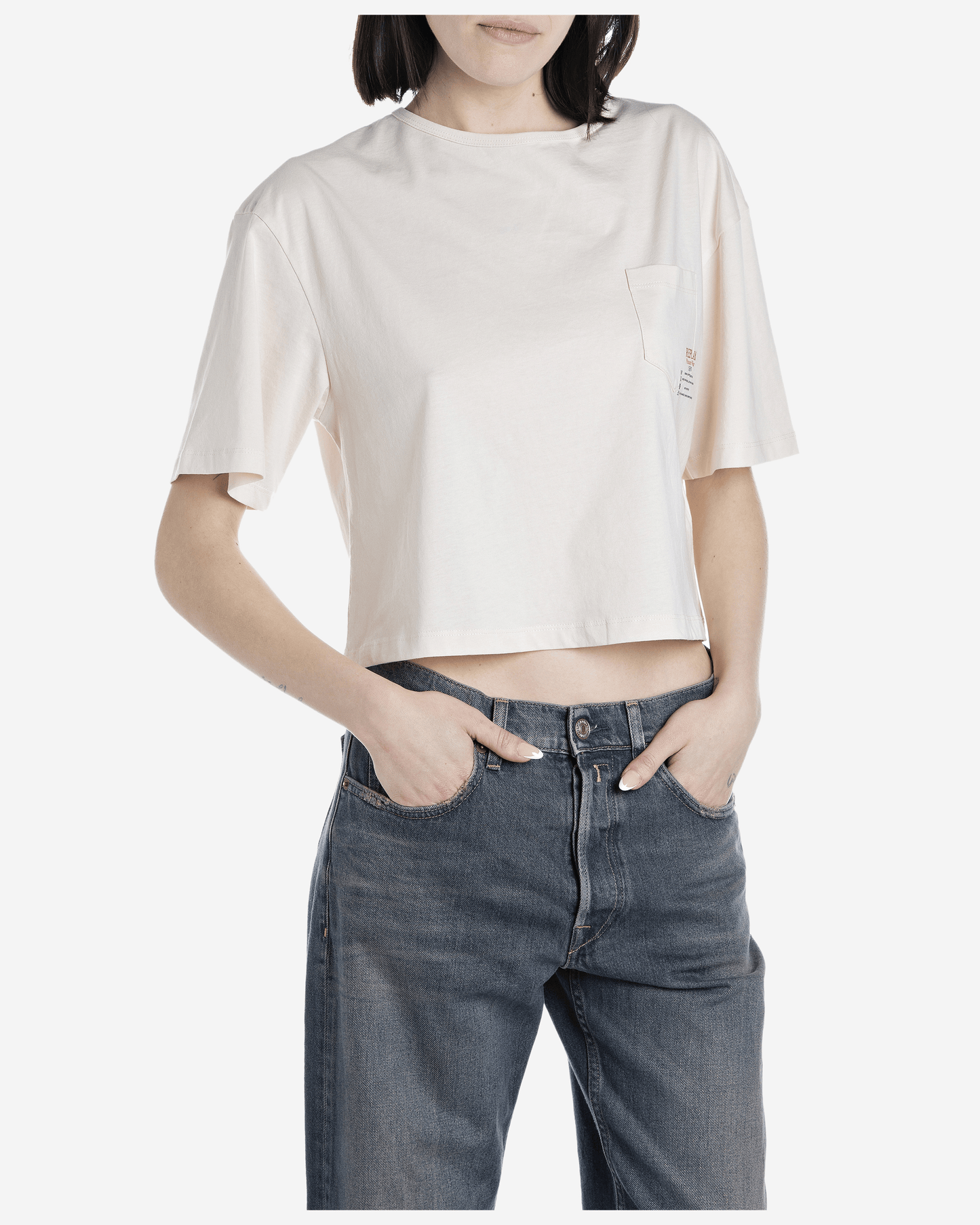 Replay Cropped T-Shirt With Pocket