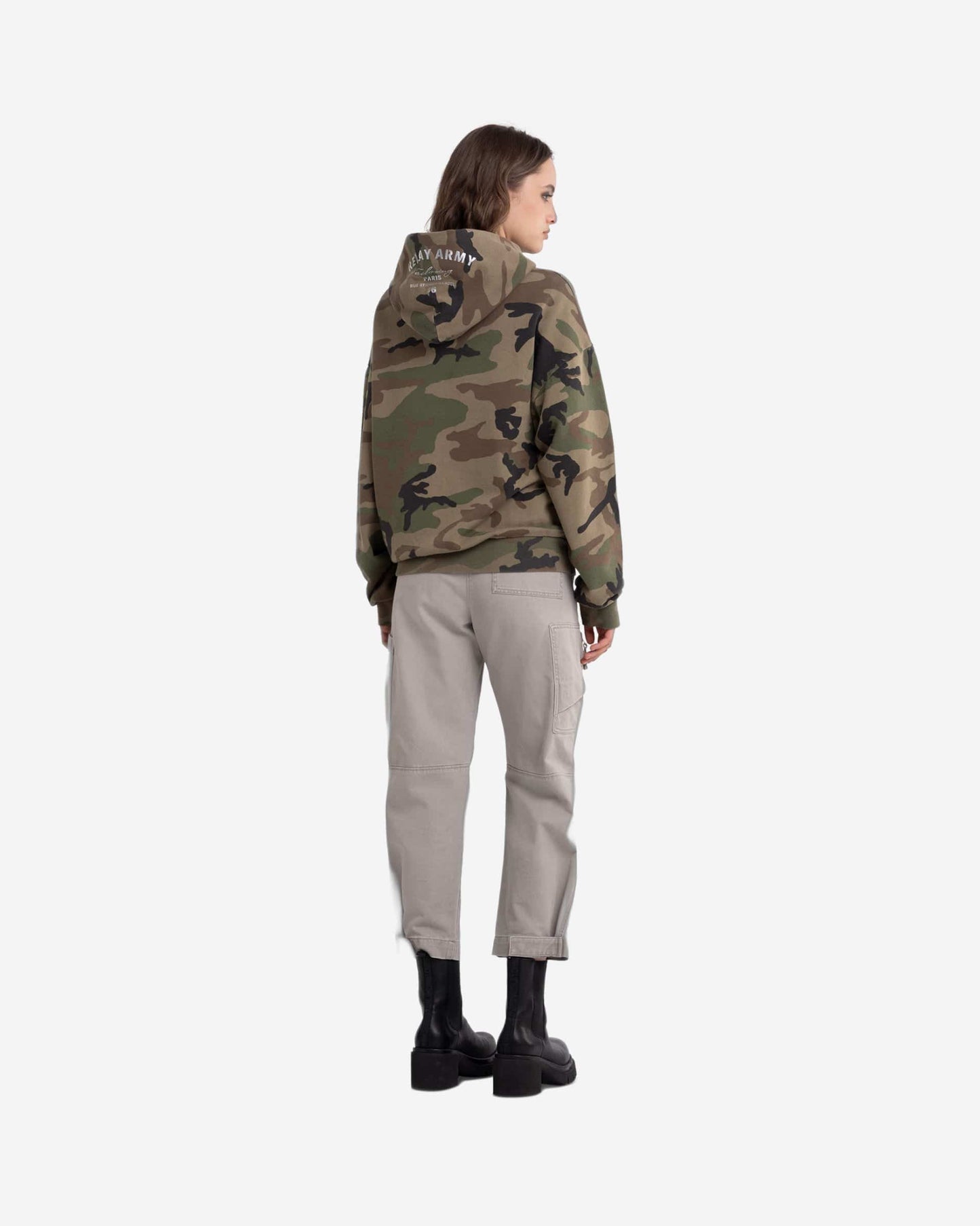 Camouflage Sweatshirt With Jewel Brooches