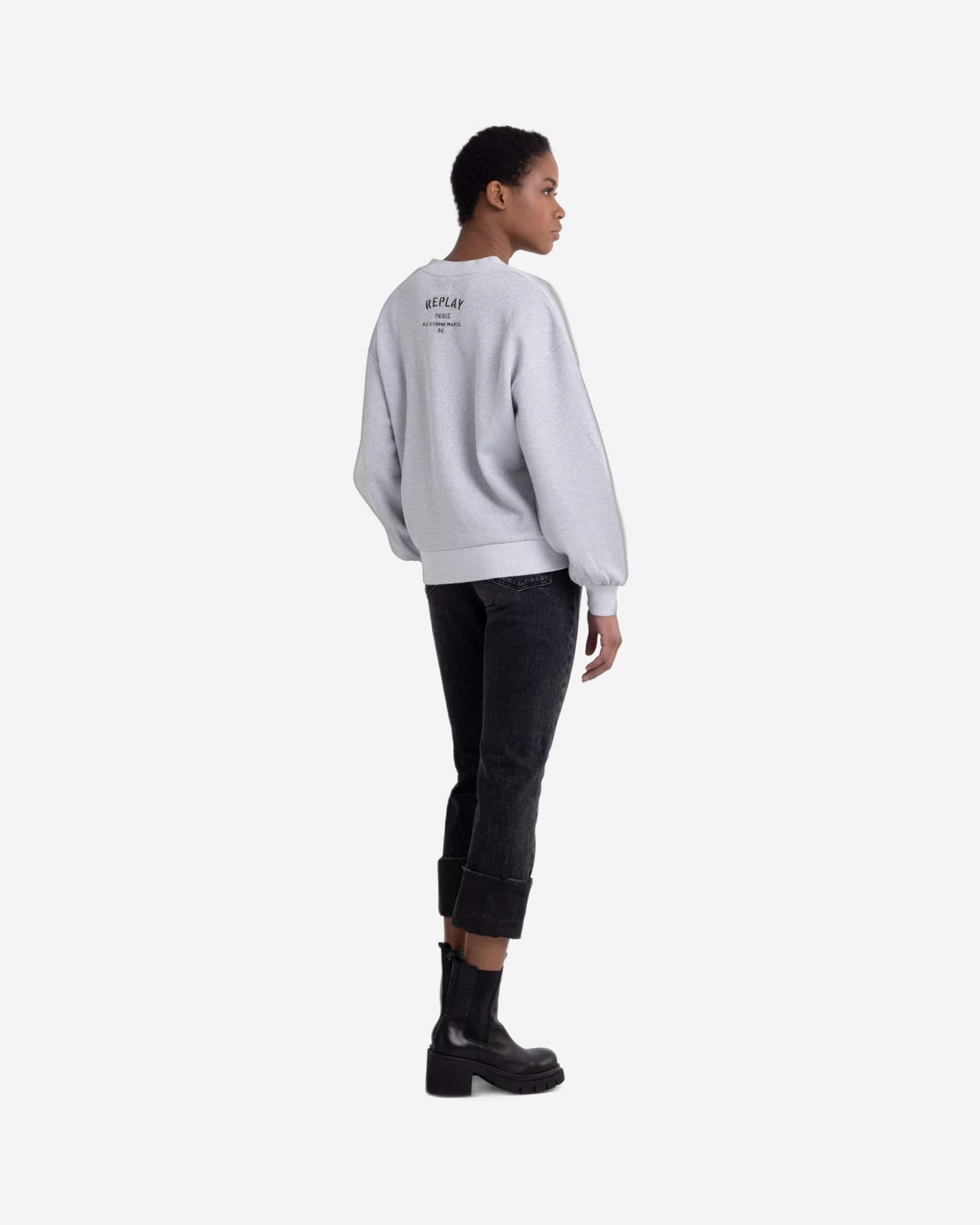 Lurex Sweatshirt With Puffed Sleeves