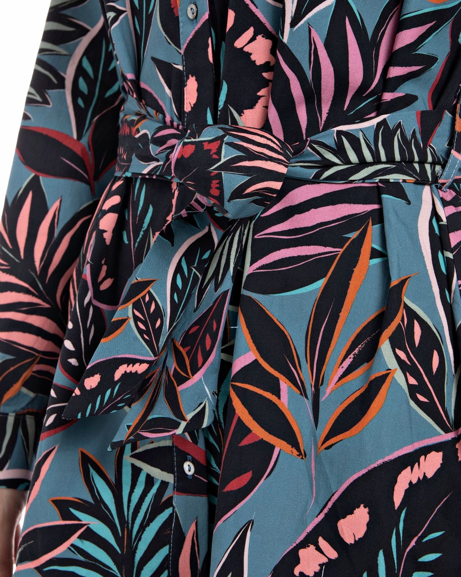 Printed Shirt-Dress With Frill