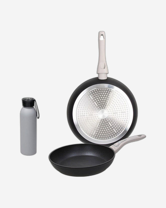 Tognana I Love The Planet Aluminium Bottle With 2 Frying Pans Set, Grey