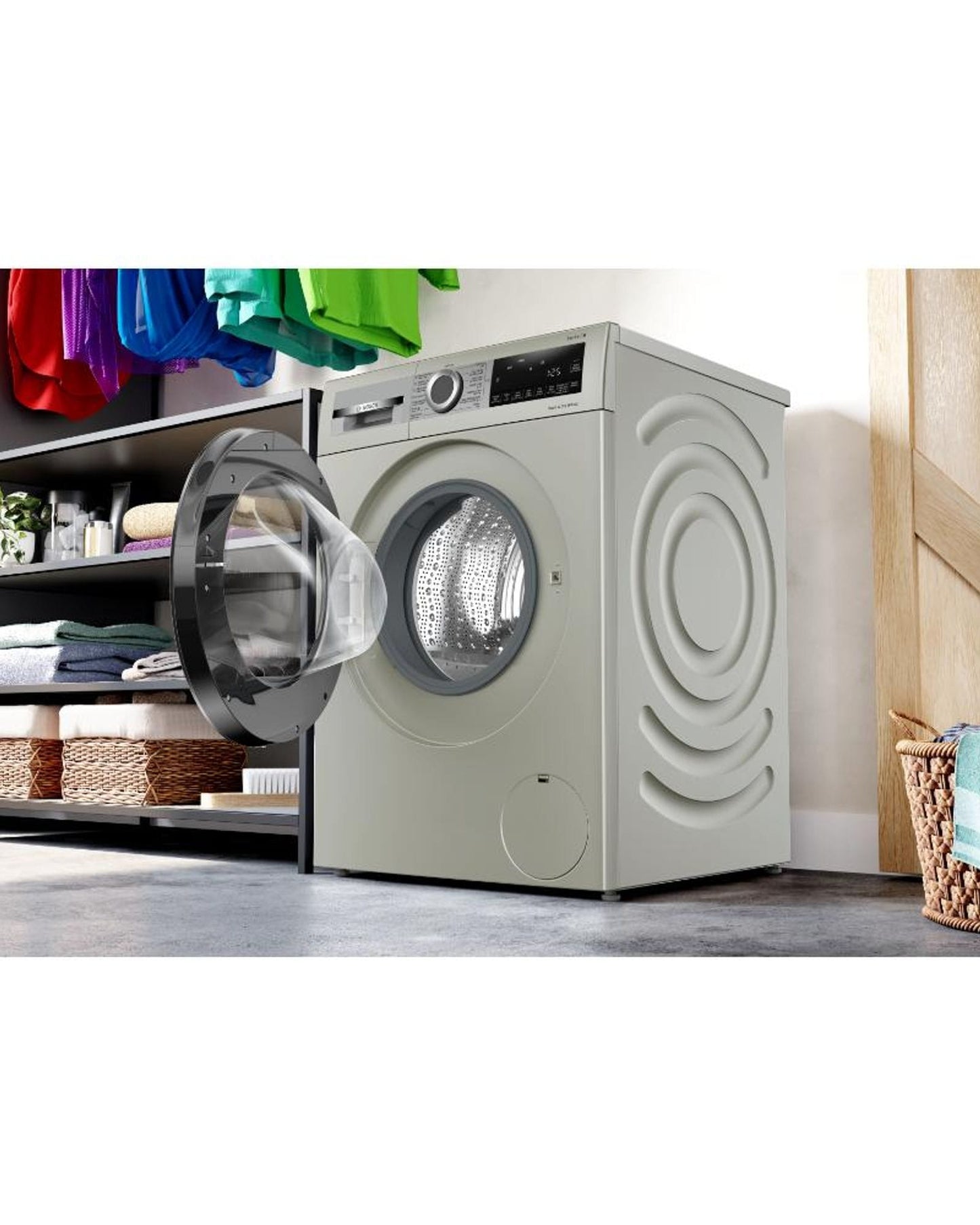 Bosch Washer Dryer, LCD & Push-Button, 9 kg, Silver Inox, German Engineering – WNA244XSGC