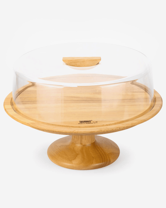 Billi Rubberwood Cake Dome with Glass Lid 32.5 cm
