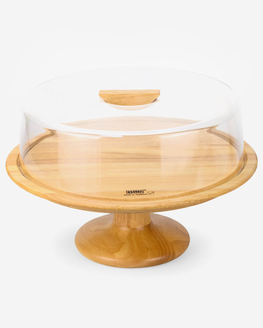 Billi Rubberwood Cake Dome with Glass Lid 32.5 cm