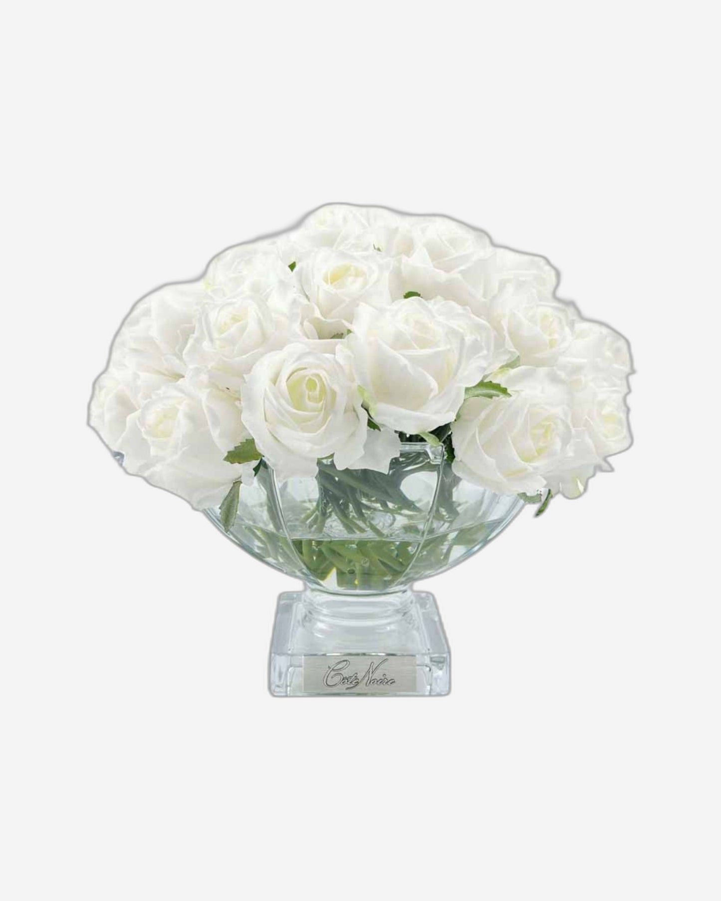 "Centerpiece Rose Buds" in Glass Vase with 37 Artificial Silk Flowers