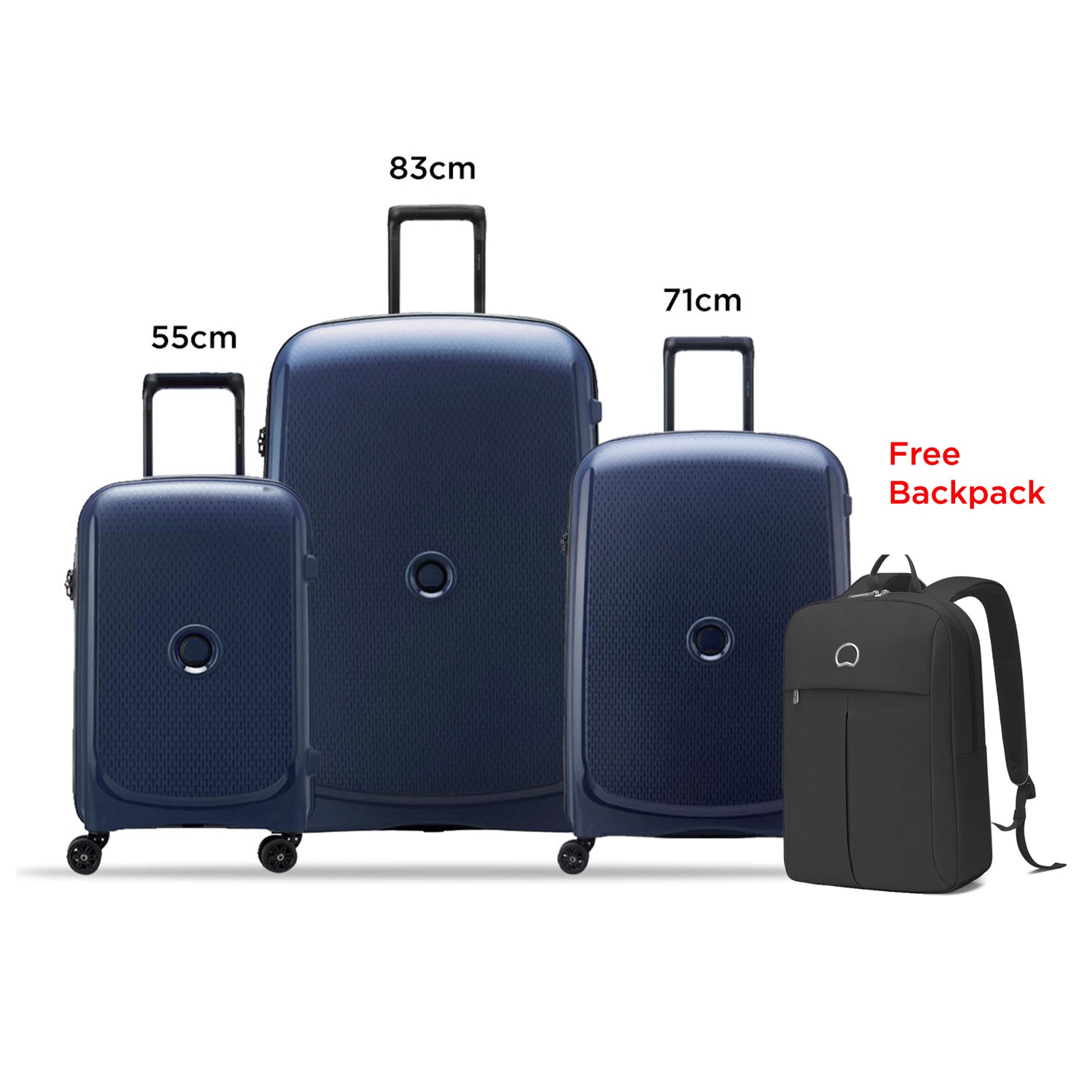 Delsey Paris Belmont Plus Non Expandable 3Piece Luggage Set + Free Agreable Backpack