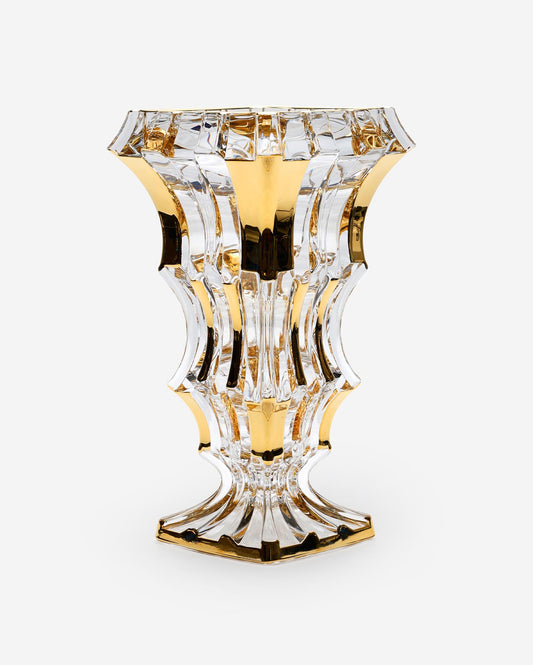 Che Crystal Bohemia Cascade Vase Non Lead With Gold
