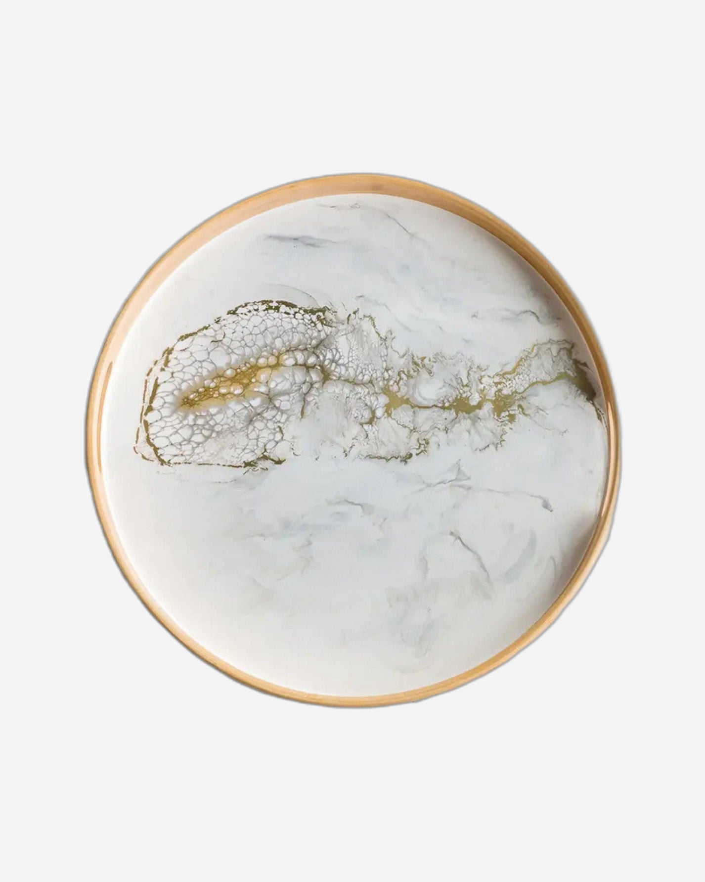 RESIN ACCENTED BAMBOO ROUND TRAY