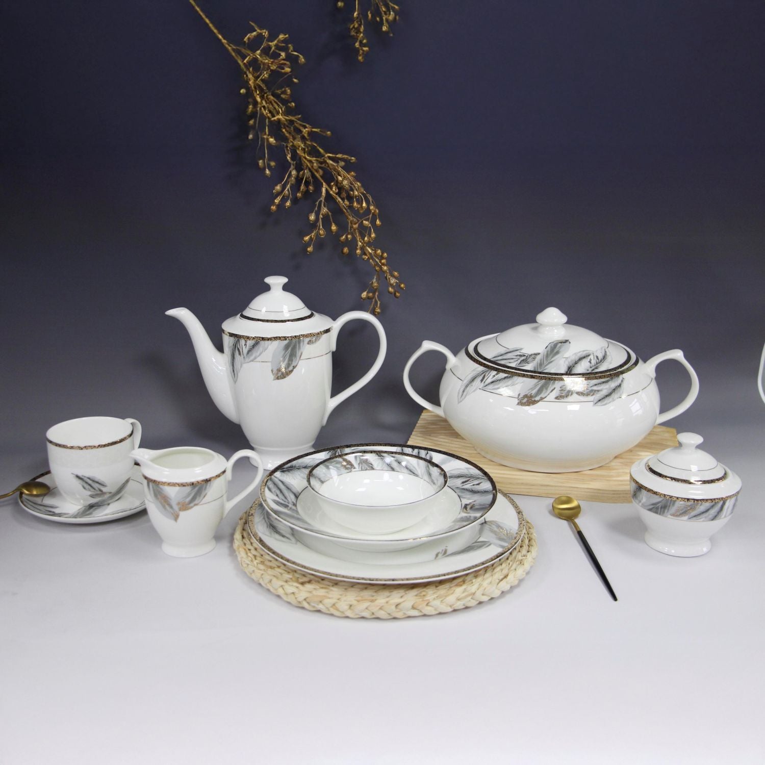 Reyrysh Nordic - 59pcs Round Shape Dinner Set