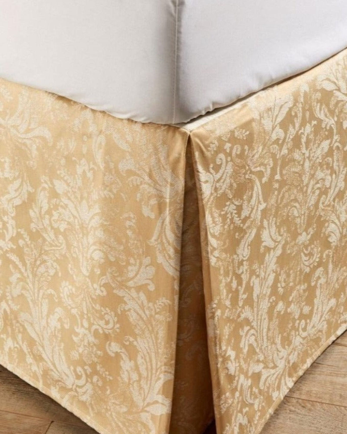 Christy Jacquard Bed Skirt Gold
