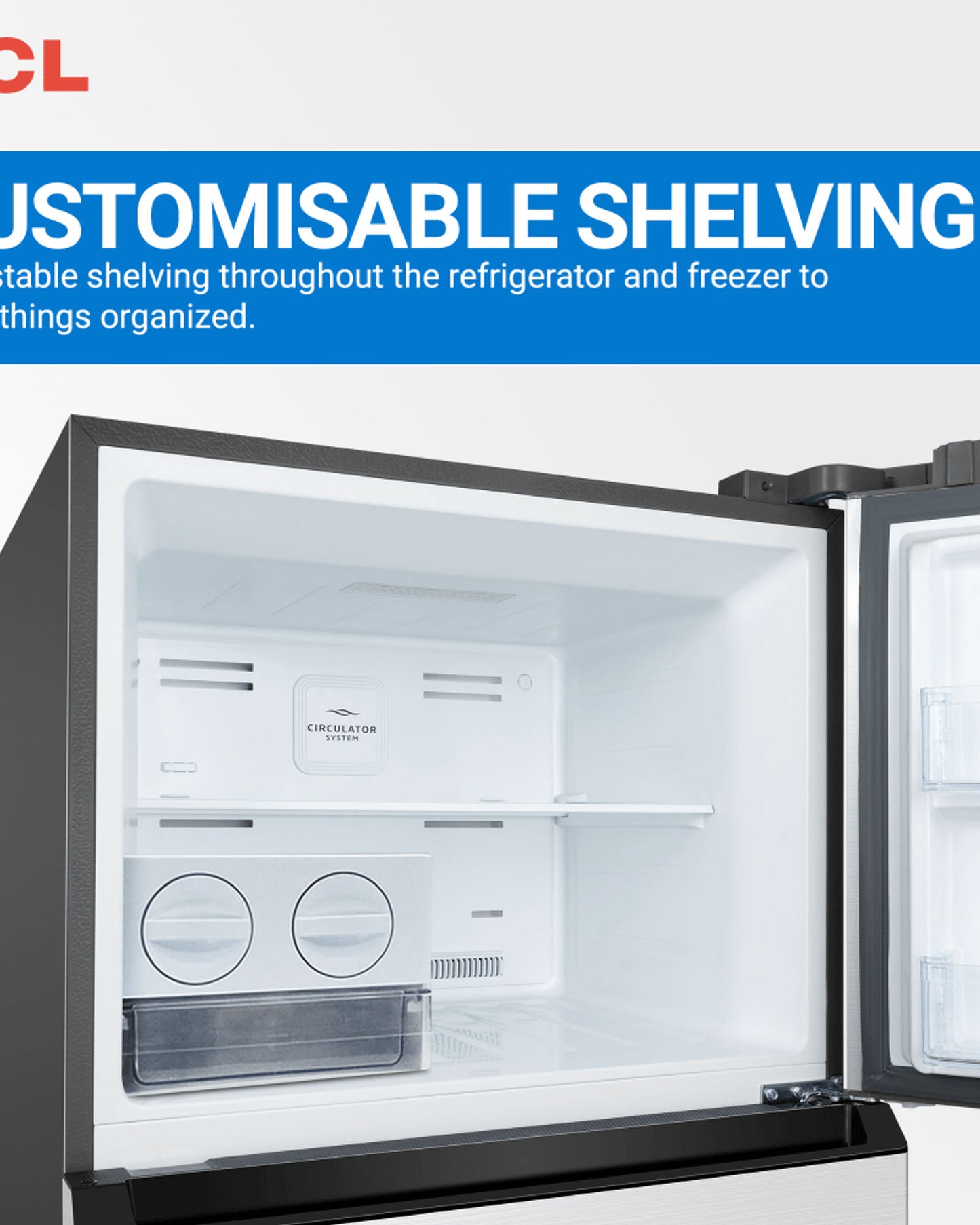 Tcl Top Mount Refrigerator Inox 700L