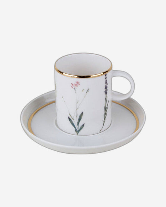 Porland Porselen Botanical Coffee Cup and Saucer Set - 80 cc. - 04ALM005075