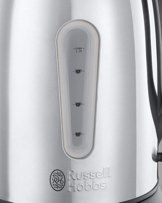 Russell Hobbs Coniston (23760) Electric Kettle, 1.7L Capacity 3000W, Sleek Stainless Steel Design with Rapid Boil, Perfect for Warm Beverages for Home & Office Use, Silver - 1-Year Warranty