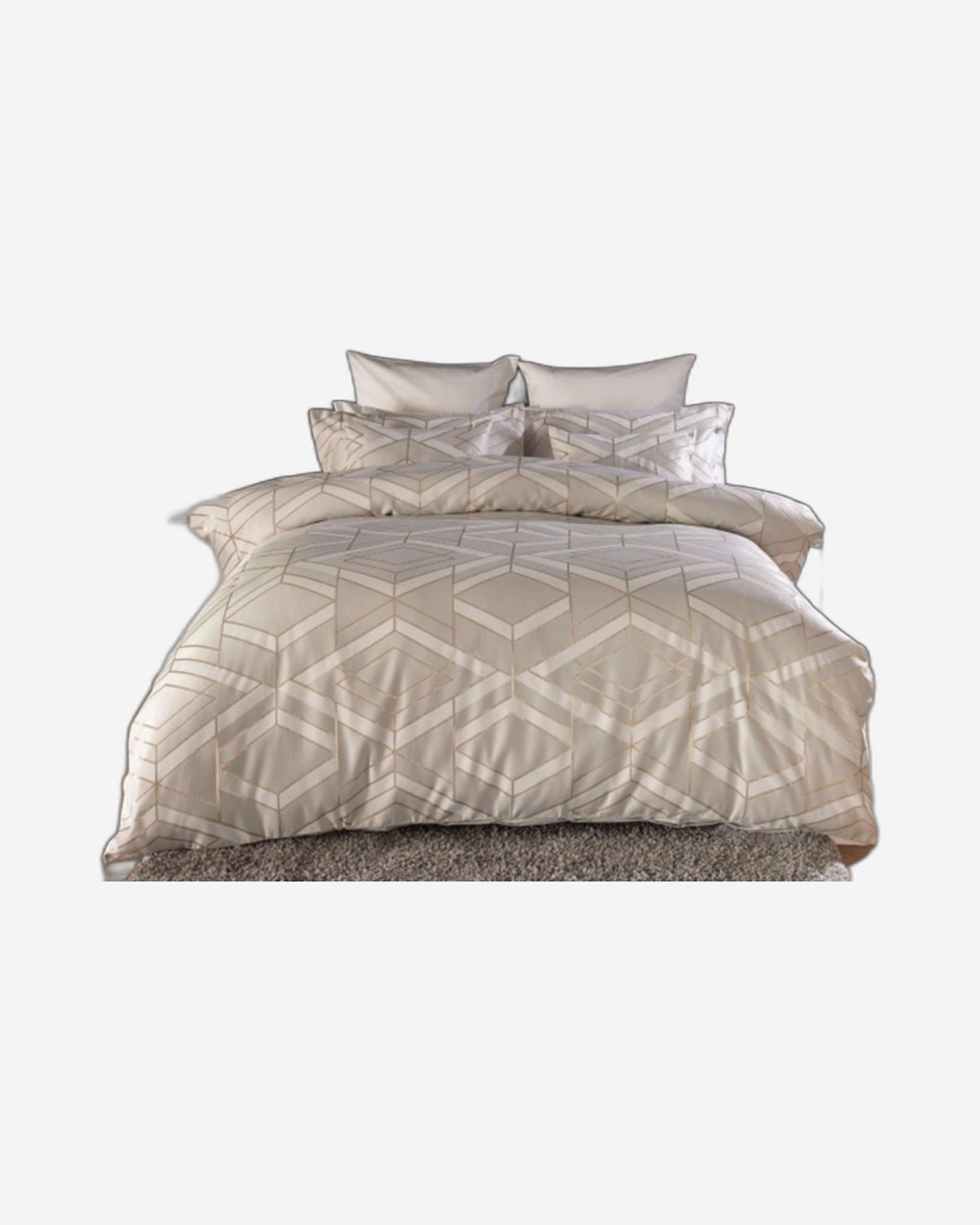 Belledorm "Seve" Metallic Jacquard Duvet Cover Set in Light Brown