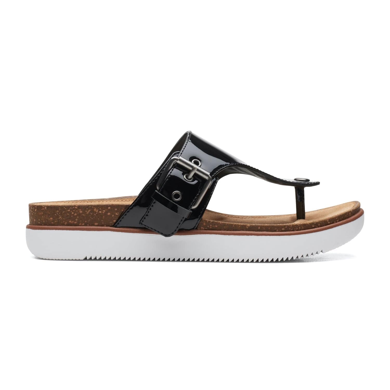 Clarks black patent flip flops deals