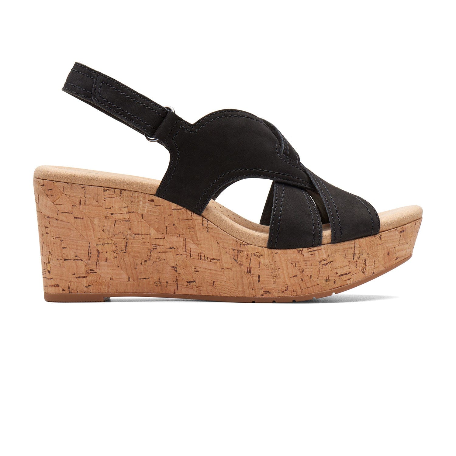 Clarks Rose Erin - Sandals - Black Nubuck - 261713074 - D Width (Standard Fit)