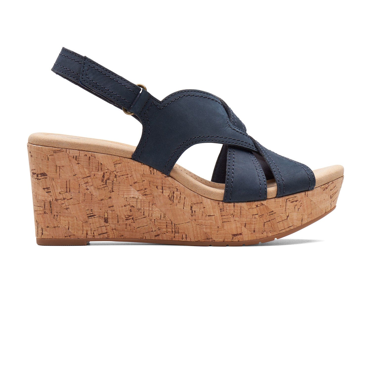 Clarks Rose Erin Sandals - Navy Nubuck 261713094 -D Width (Standard Fit)