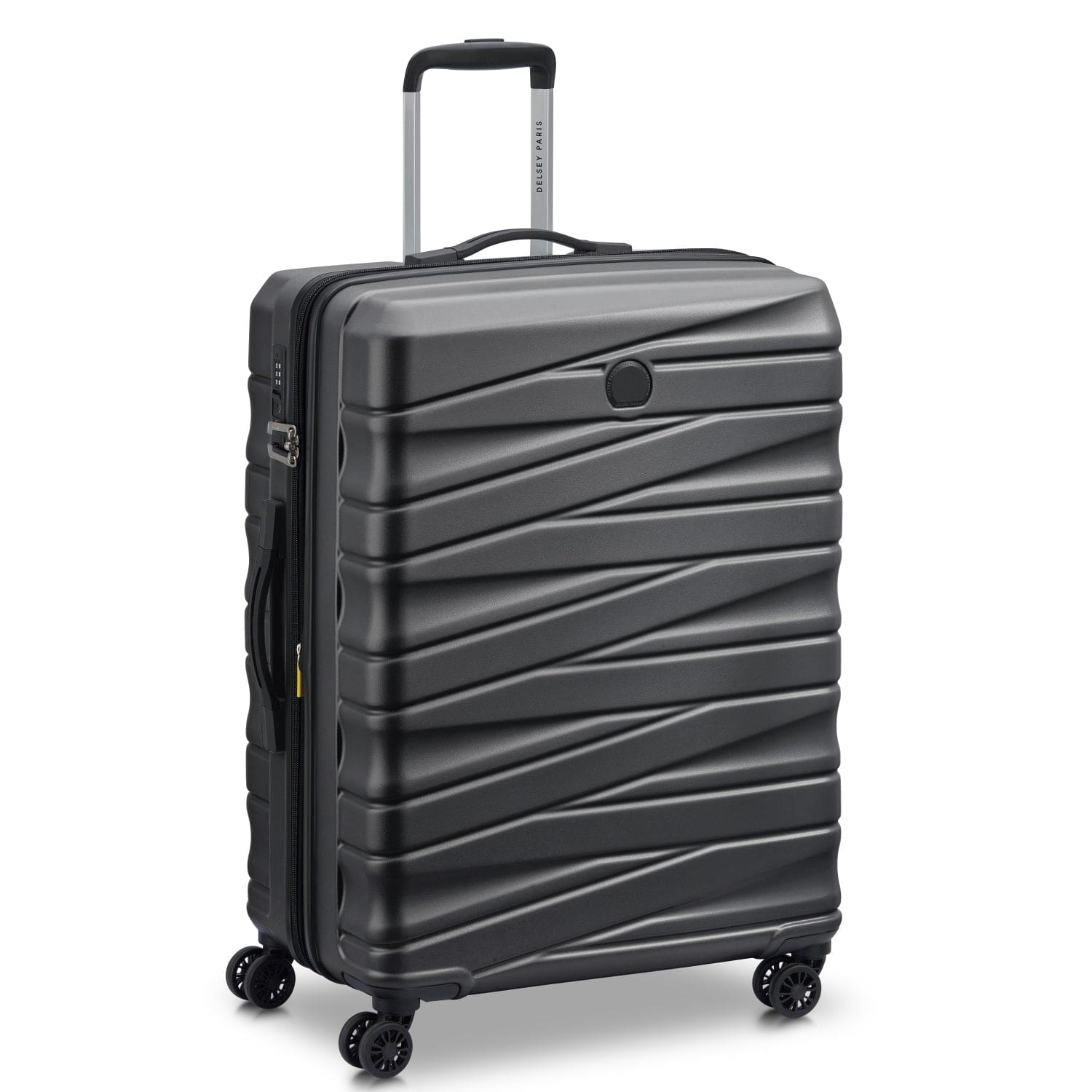 Delsey Tiphanie 55+70+82cm Hardcase 4 Double Wheel Expandable Cabin & Check-In Luggage Trolley Set Graphite + FREE Delsey Agreable Backpack