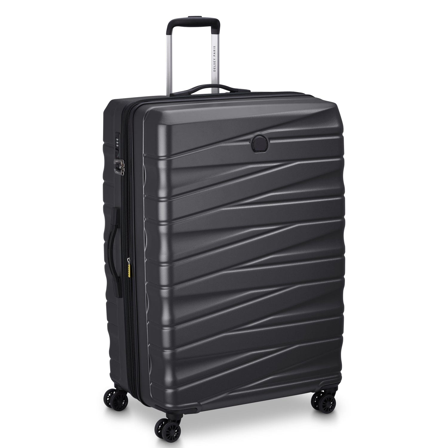 Delsey Tiphanie 55+70+82cm Hardcase 4 Double Wheel Expandable Cabin & Check-In Luggage Trolley Set Graphite + FREE Delsey Agreable Backpack