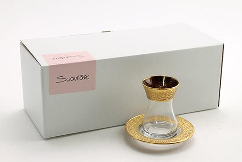 Dimlaj Gold Tea Istikanas & Saucers 6Pc