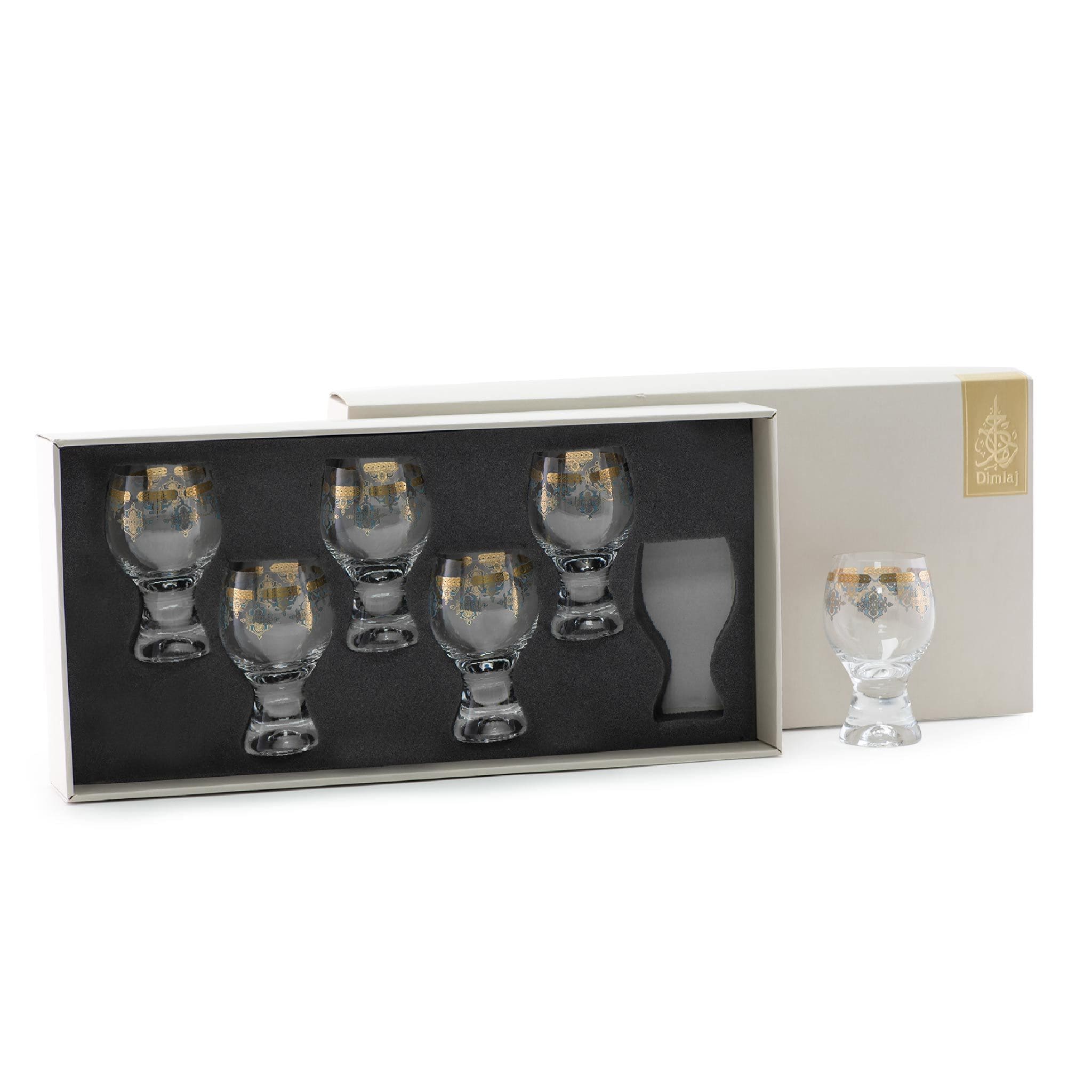Dimlaj Rayhan Goblet Stems 6Pc Gold & Blue