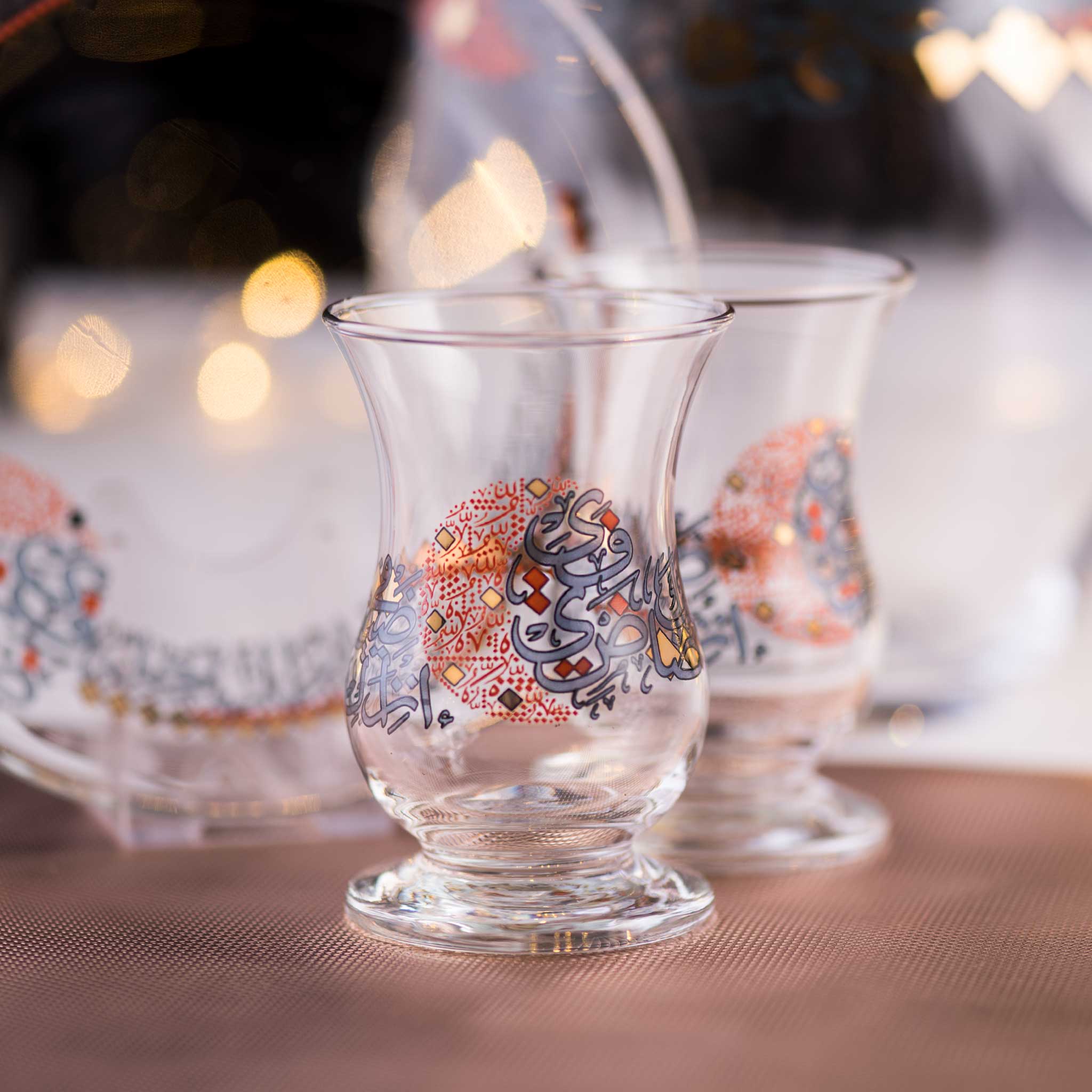 Dimlaj Seraj Tea Istikanas 6Pc Gold & Orange