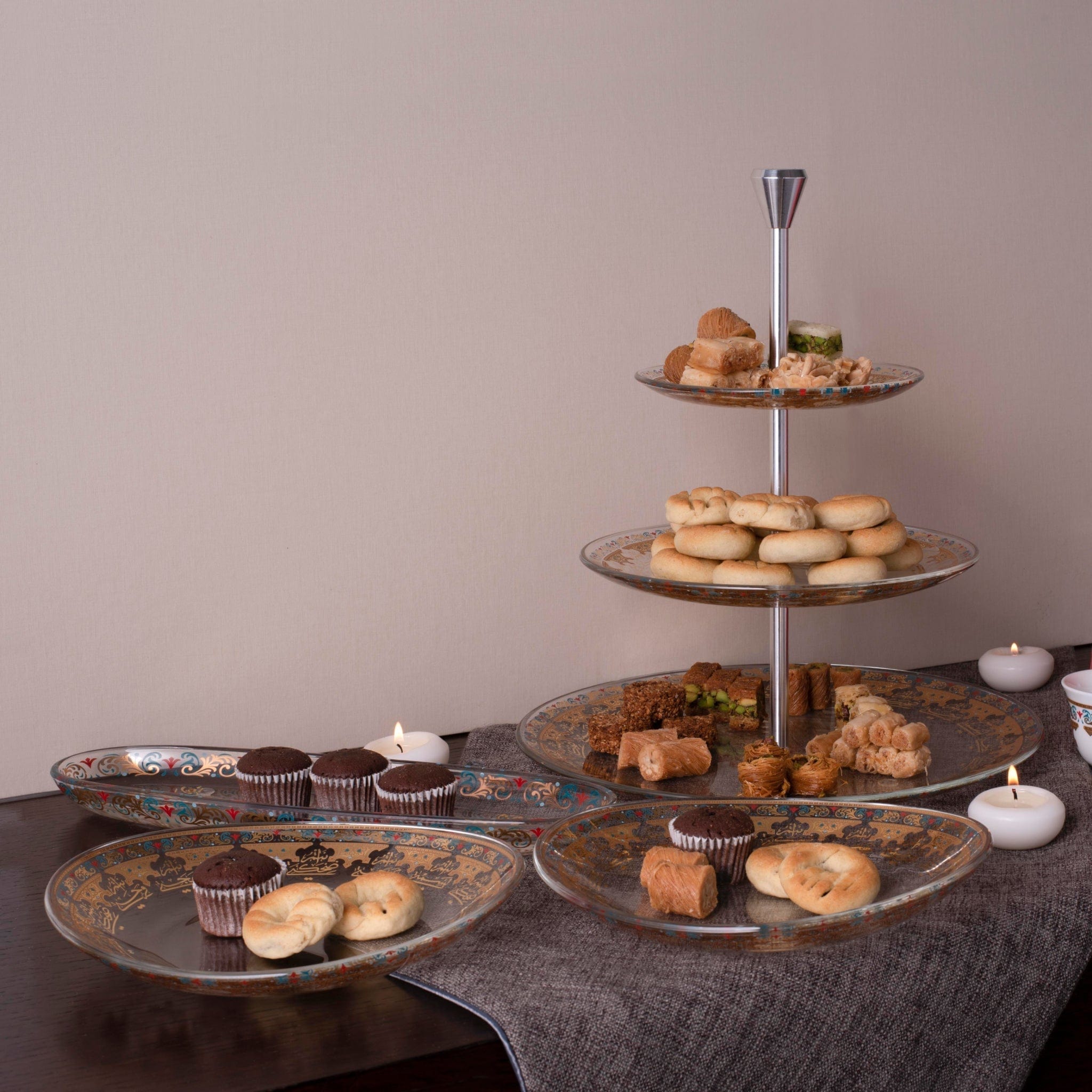 Dimlaj Suroor Tray 3 Tiered Gold