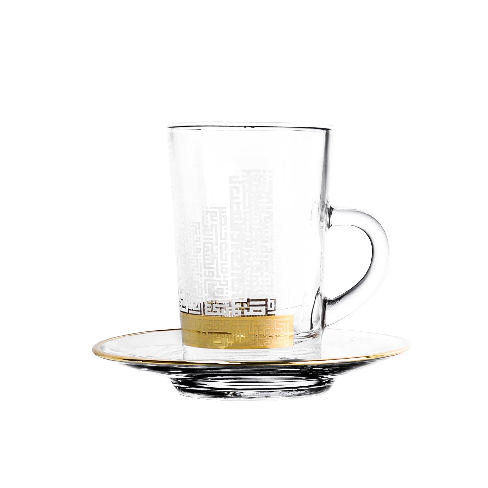 Dimlaj Abraj Tea Cups & Saucers 6Pc Gold