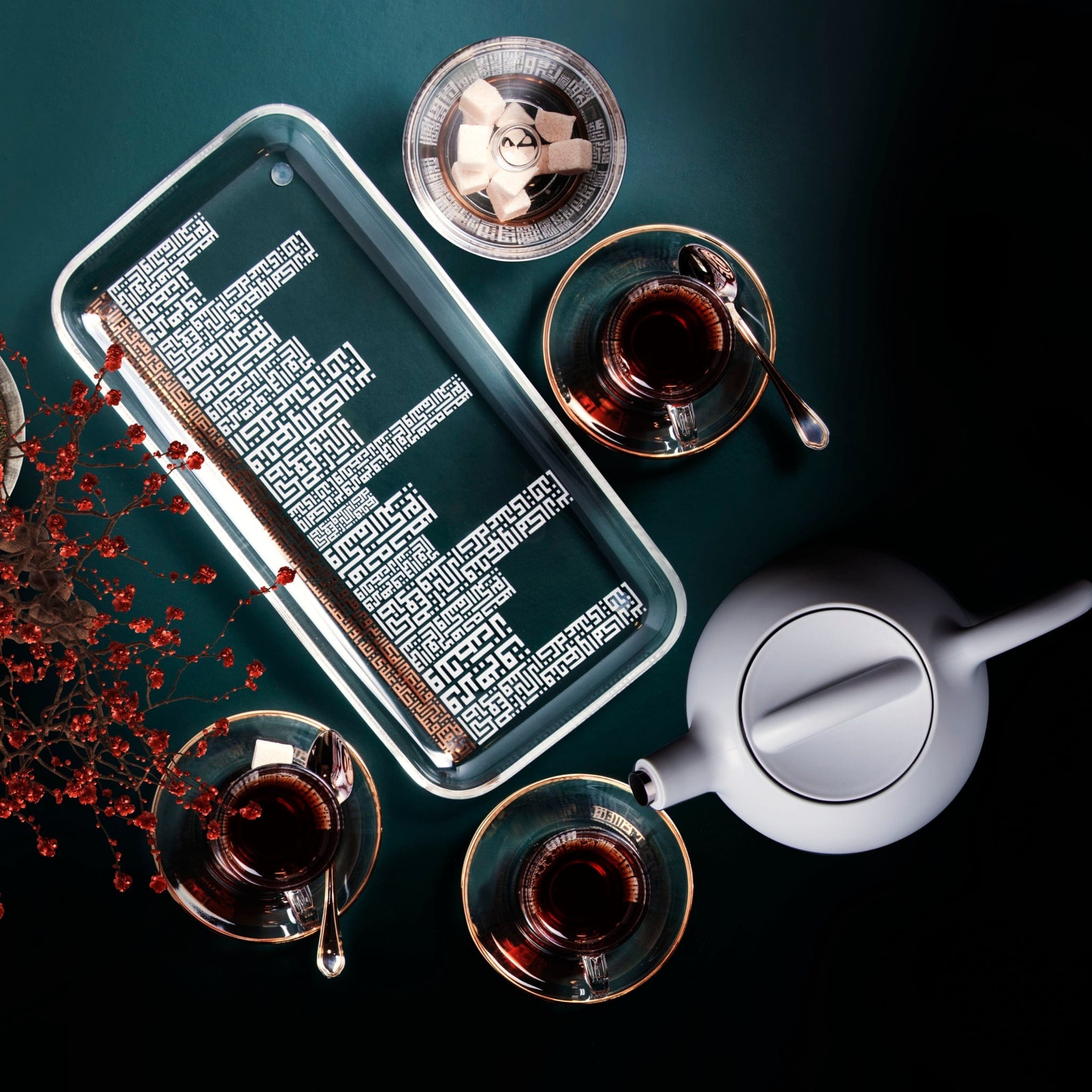 Dimlaj Abraj Tea Cups & Saucers 6Pc Gold