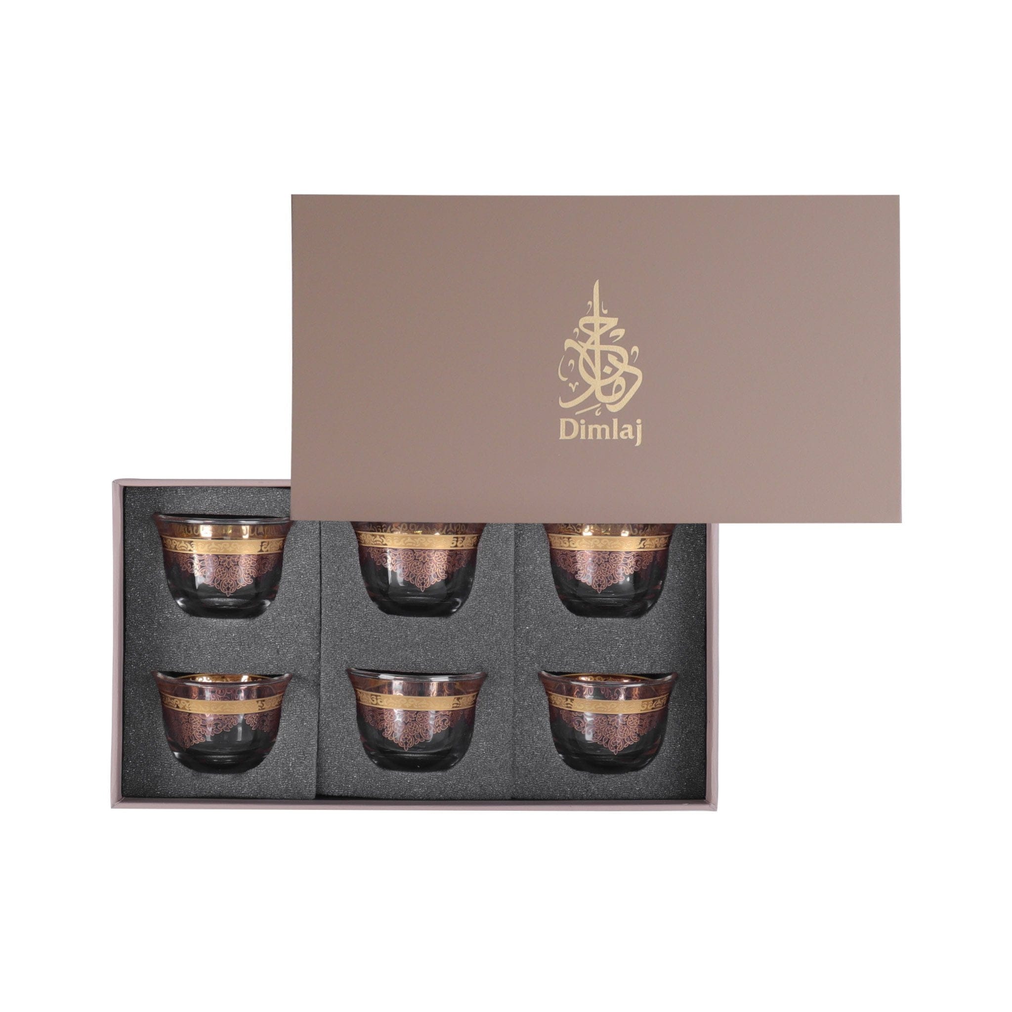 Dimlaj Selena Set of 6 Pcs Cawa Cups (Gold & Pink)