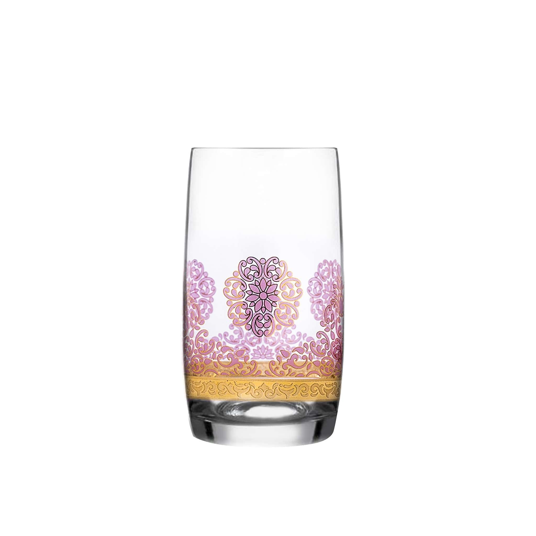 Dimlaj Selena Tumblers 6Pc Crystal Gold & Pink