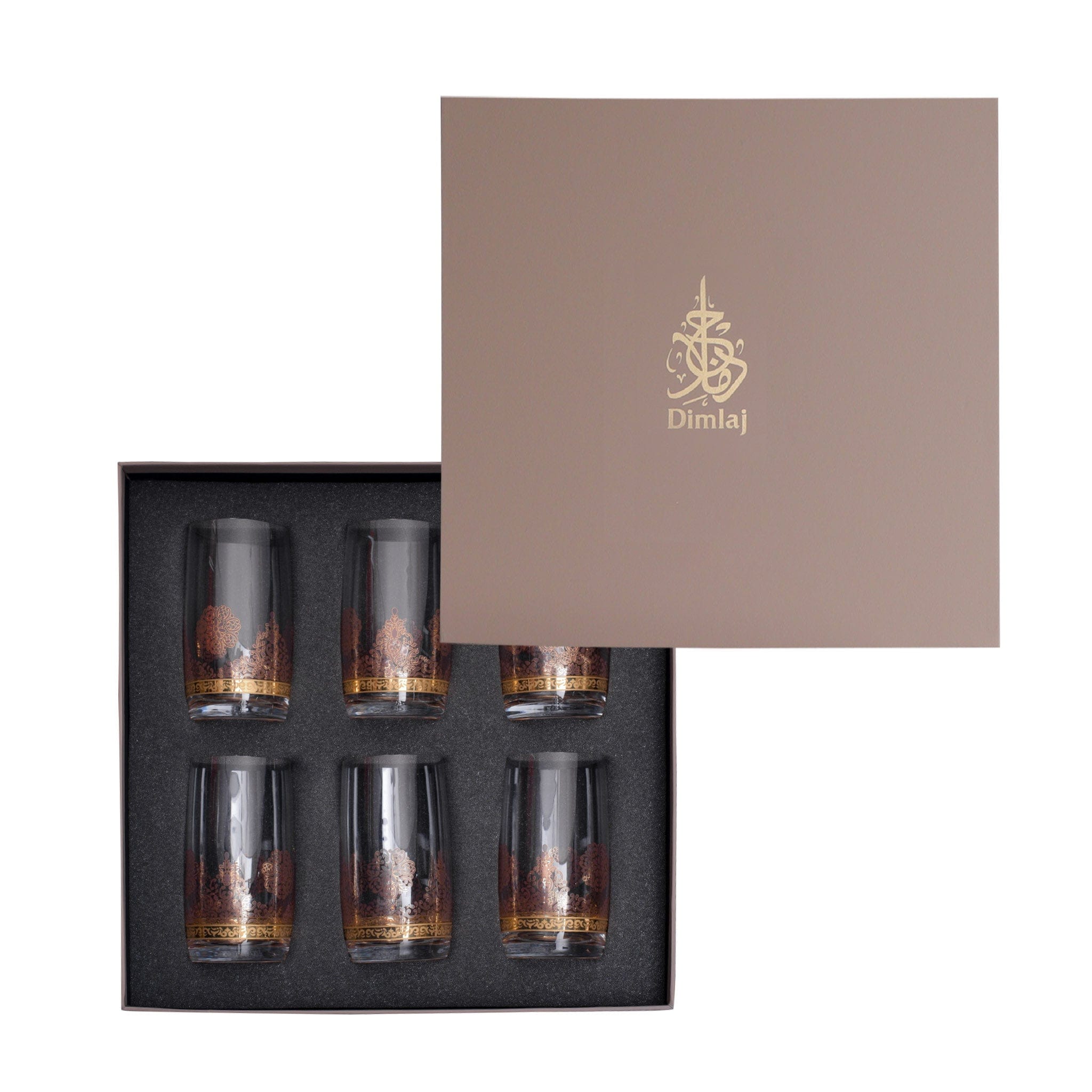 Dimlaj Selena Tumblers 6Pc Crystal Gold & Pink