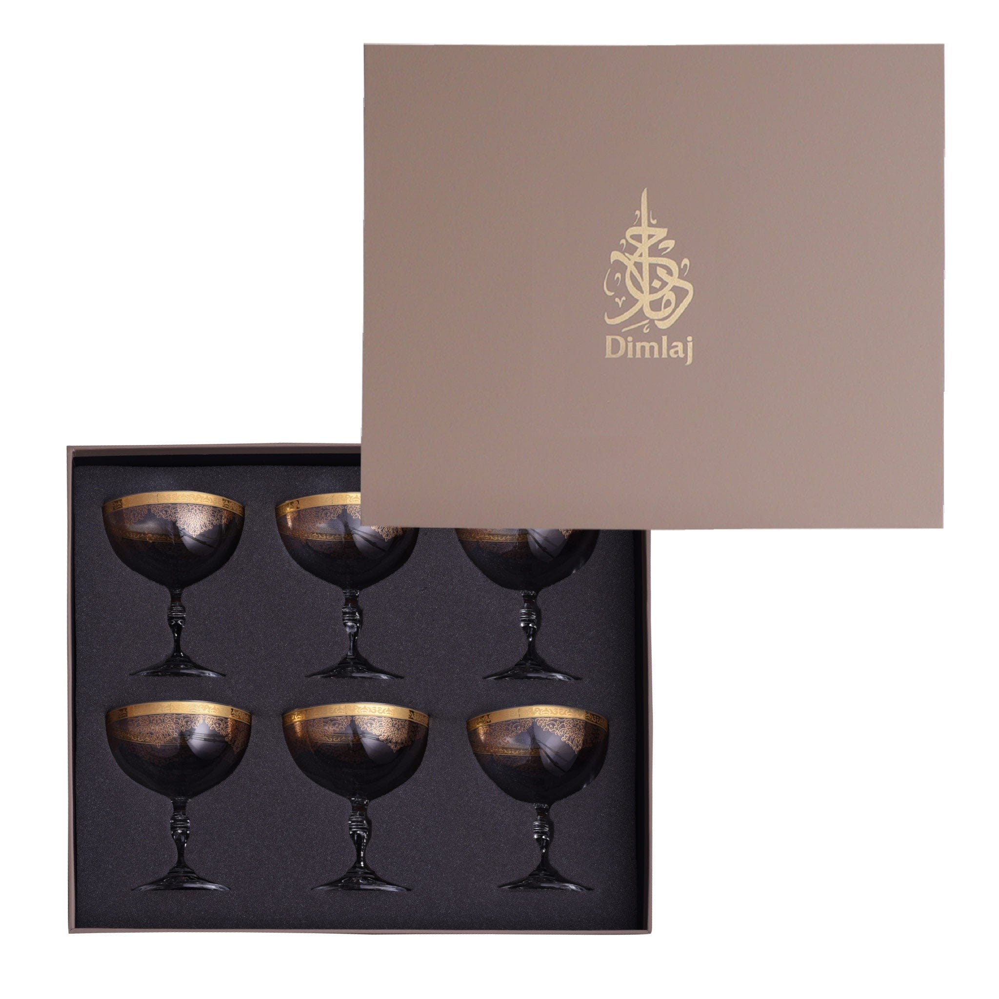 Dimlaj Selena Ice-Cream Cups 6Pc Gold & Pink