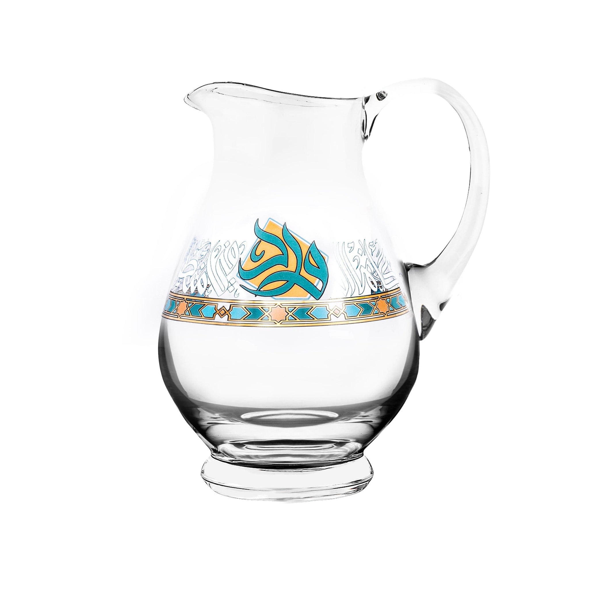 Dimlaj Wurood Jug Crystal with Handle Gold & Green