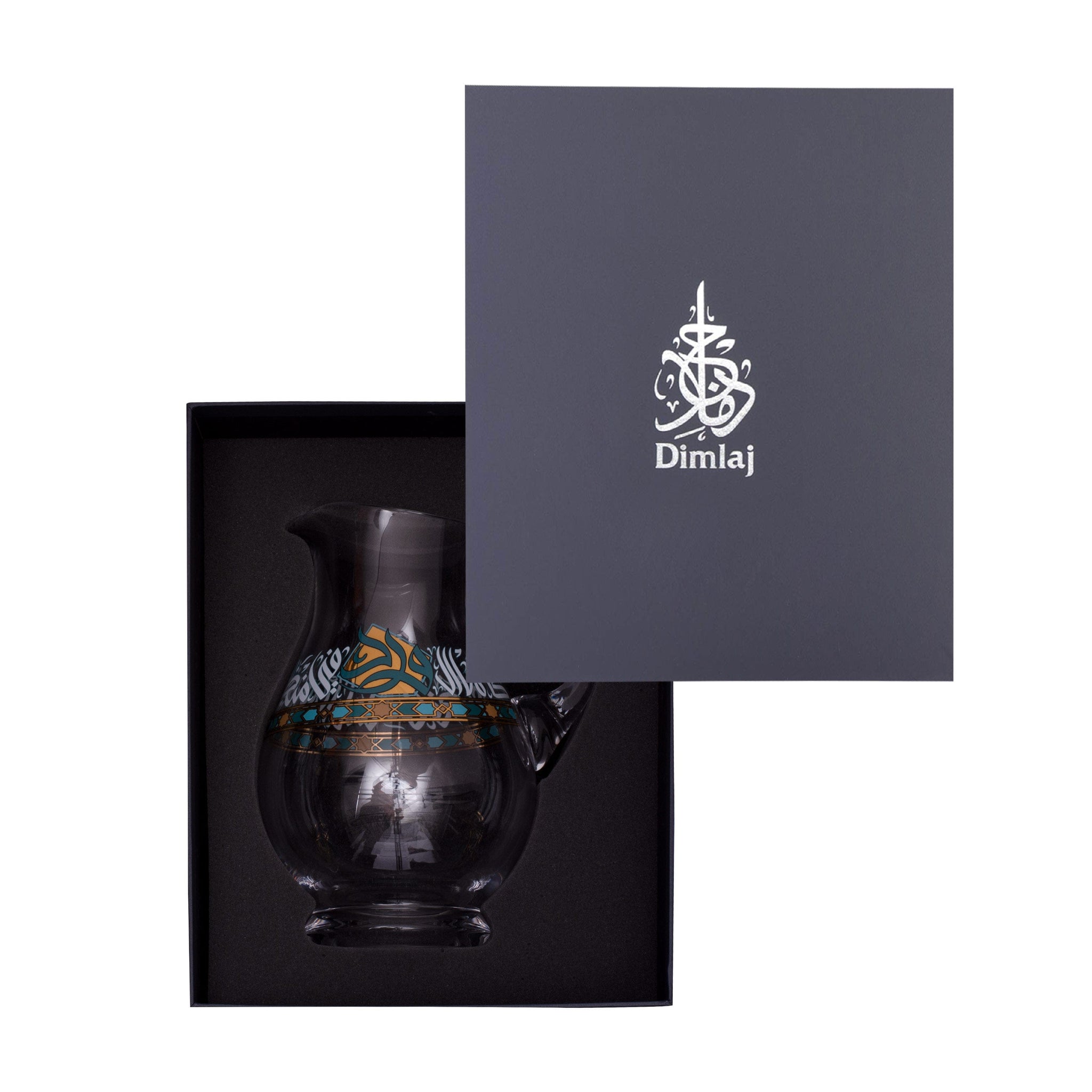 Dimlaj Wurood Jug Crystal with Handle Gold & Green