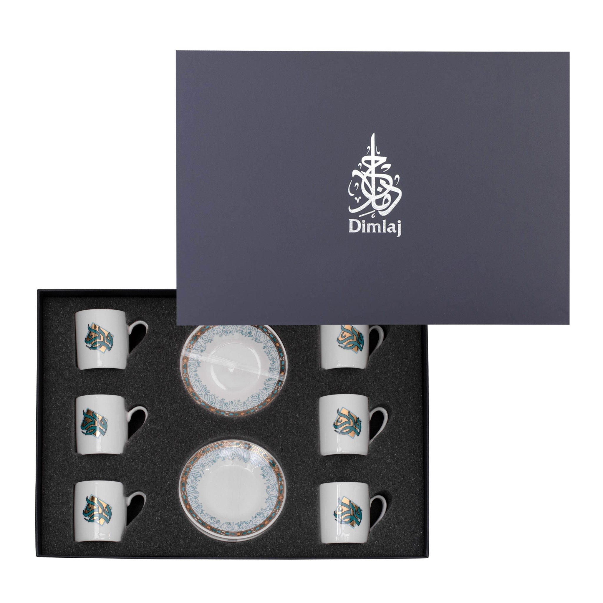 Dimlaj Wurood Turkish Coffee Cups Gold & Green