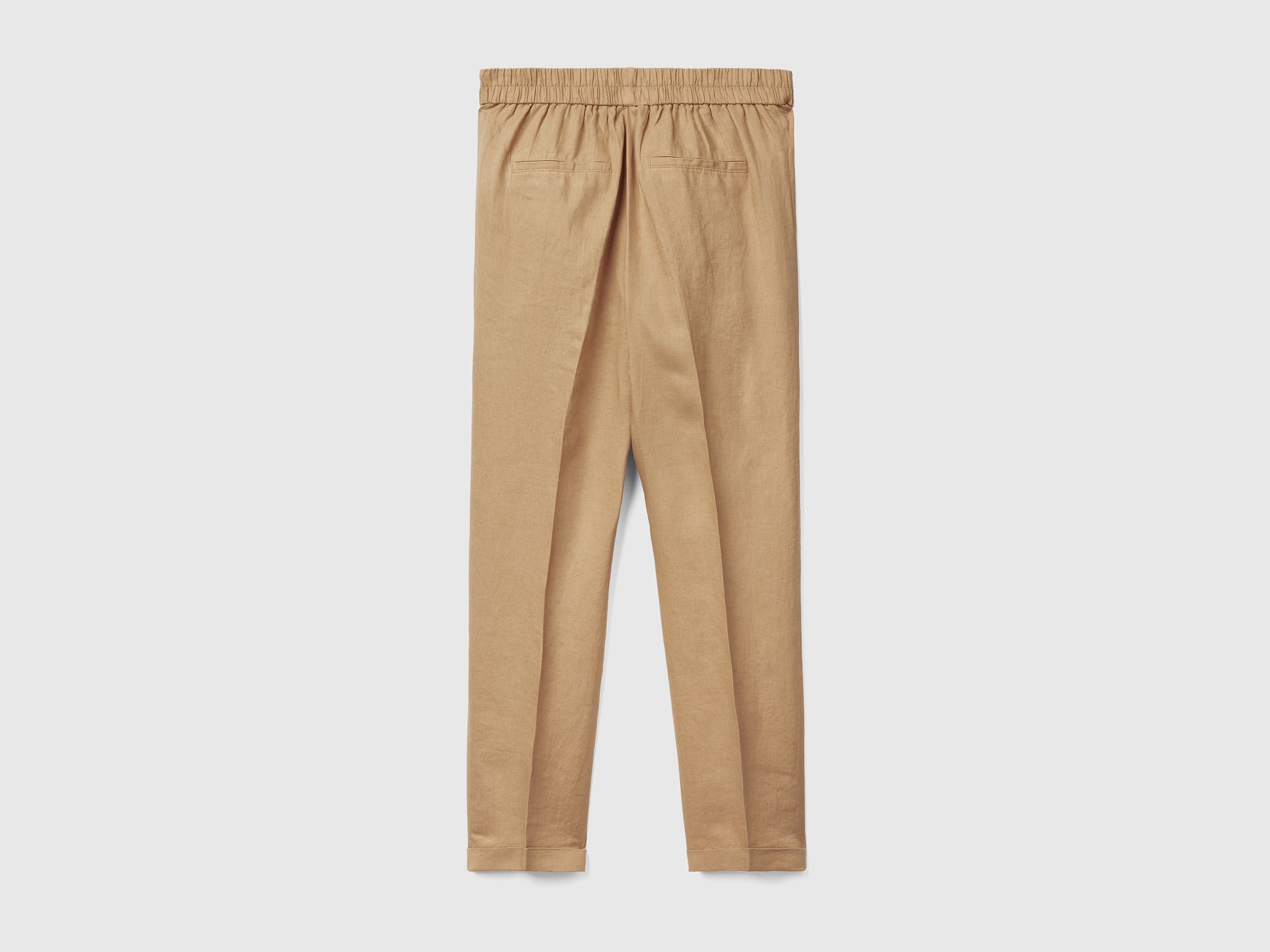 Cropped trousers in 100% linen