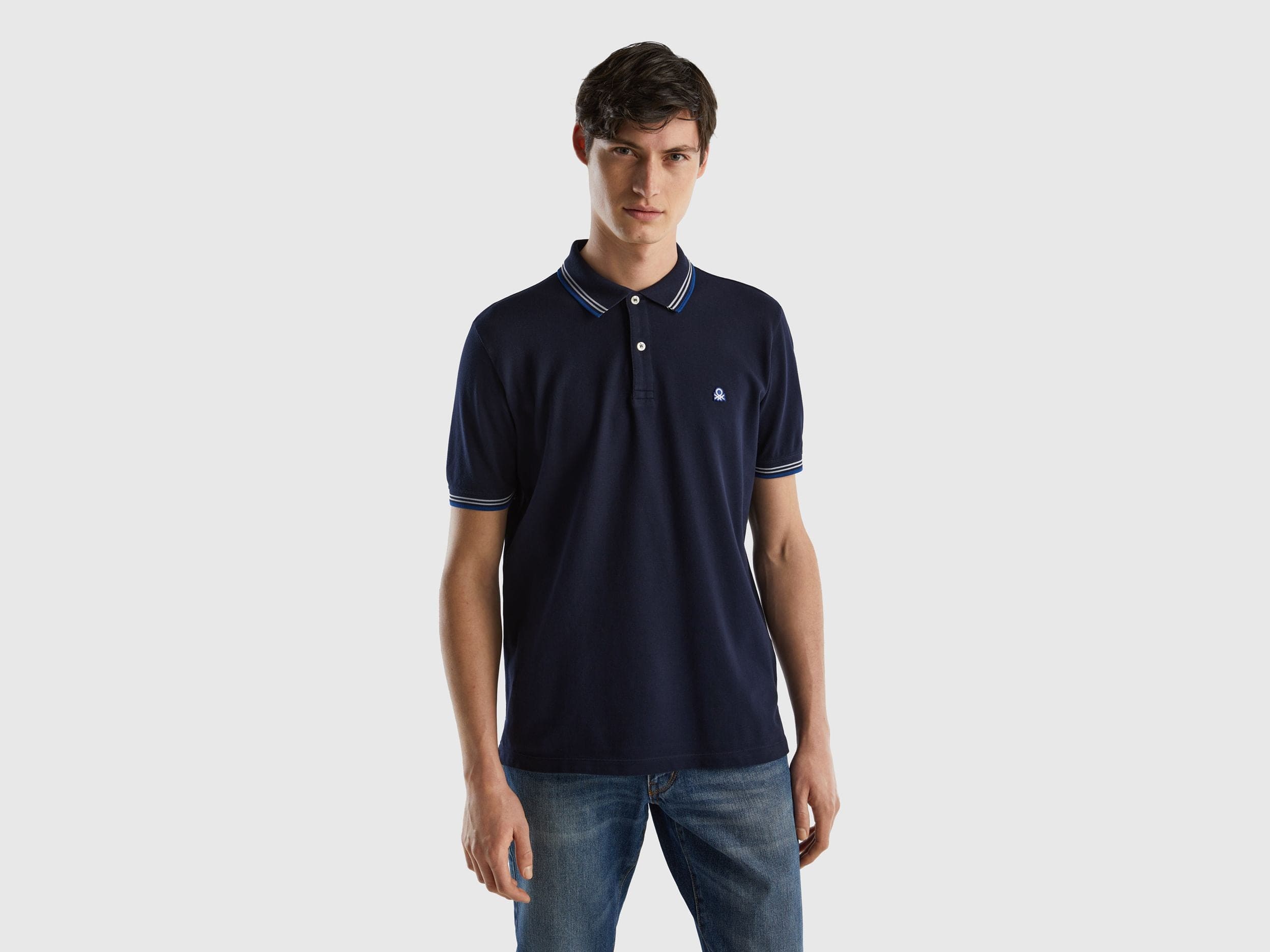 Short sleeve stretch cotton polo