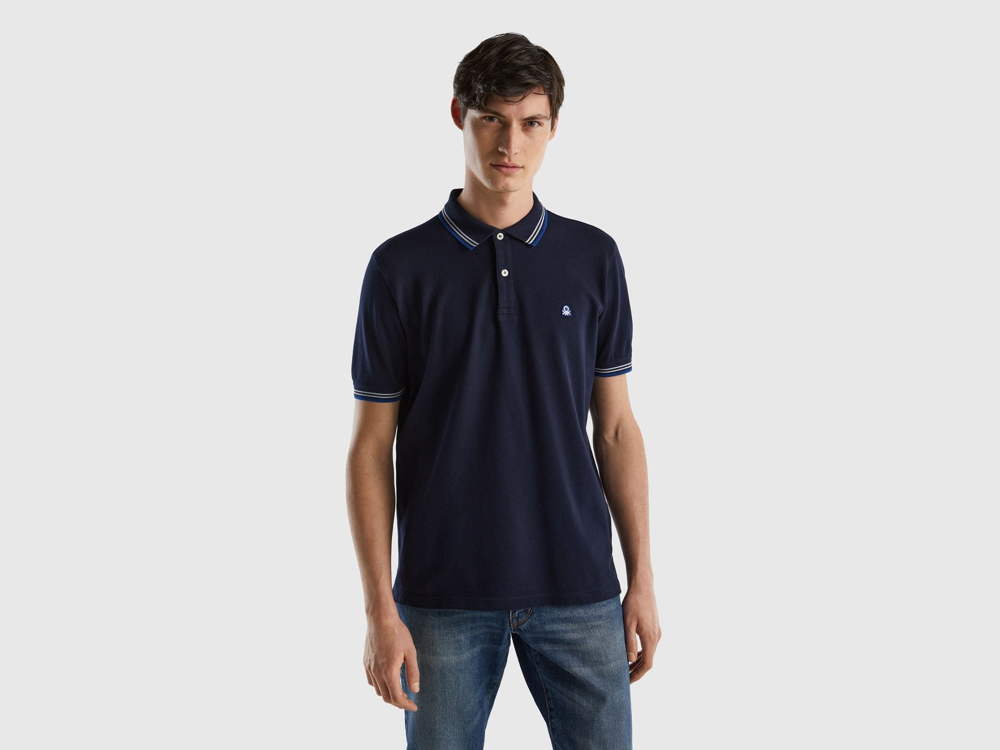 Short sleeve stretch cotton polo