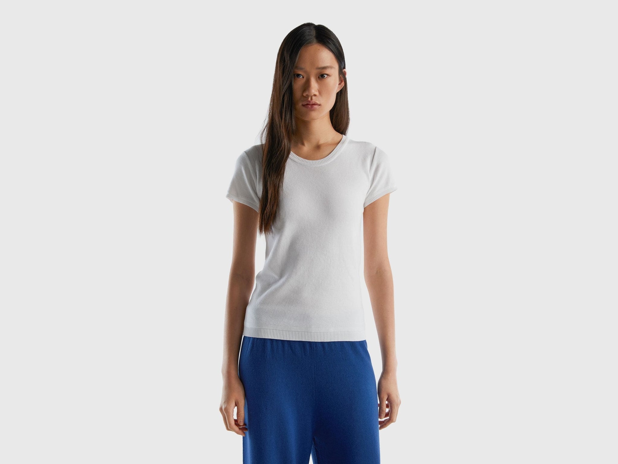 Short sleeve sweater in 100% cotton