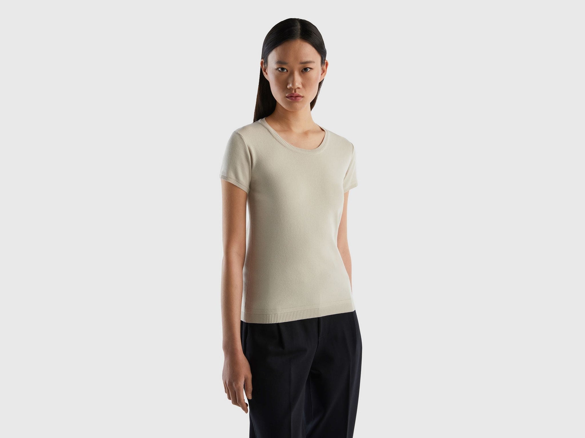 Short sleeve sweater in 100% cotton