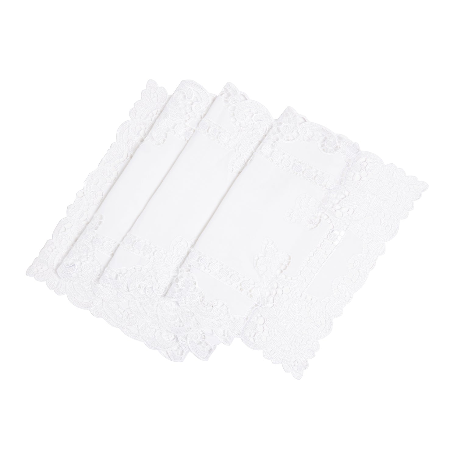 Paramount Poly Linen White Heavy Lace Table Runner