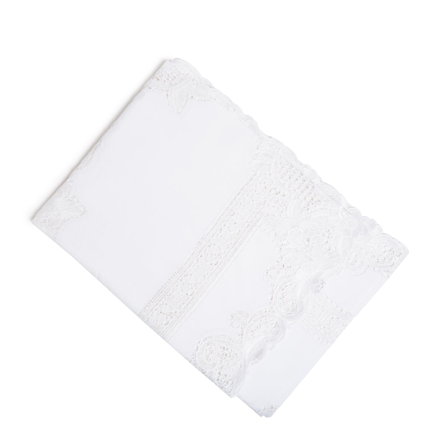 Paramount Poly Linen White Heavy Lace Tablecloth