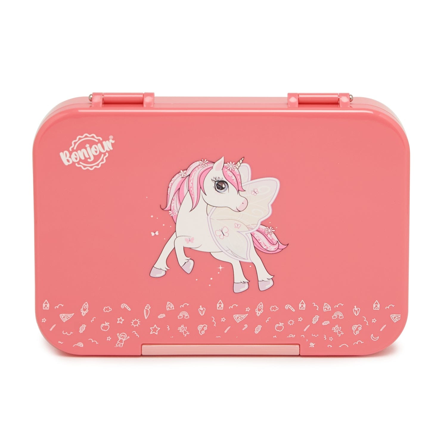 BONJOUR RECTANGULAR MINI LUNCH BOX 6/4 COMPARTMENT DESIGN 002 PINK UNI