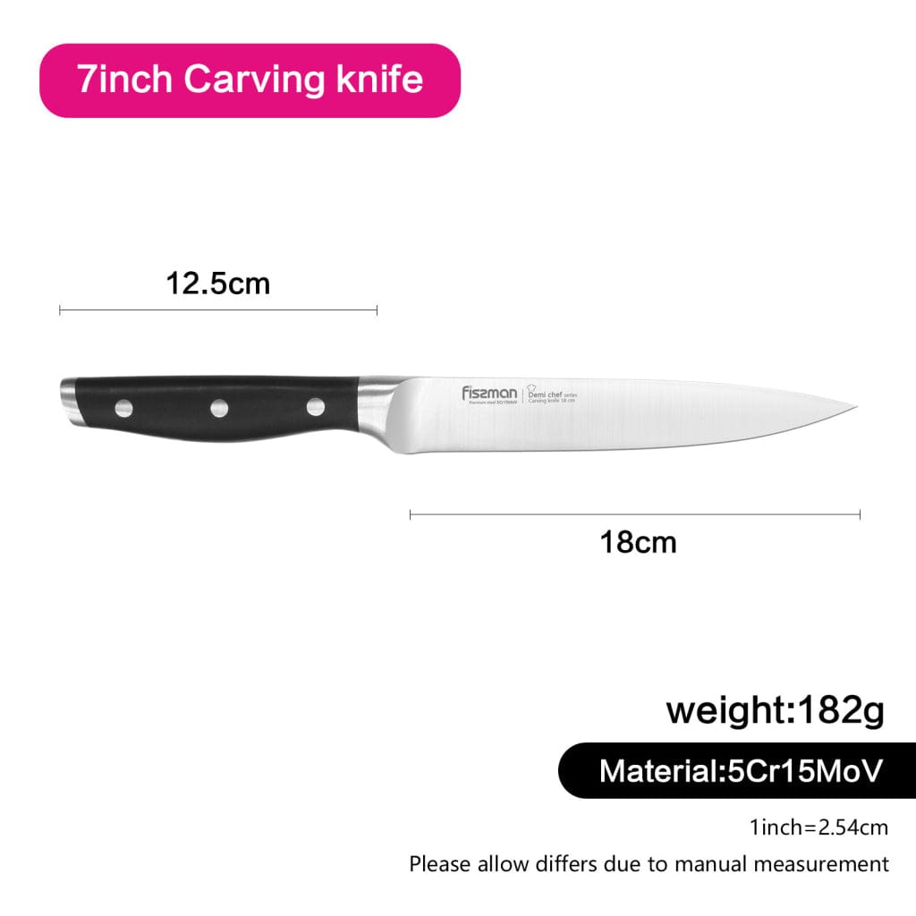 Fissman Stainless Steel Slicing Knife With Non Stick Coating Black/Silver 7inch