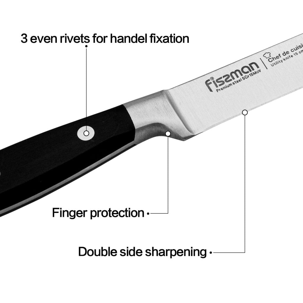 Fissman Utility Knife Chef De Cuisine Black 6Inch
