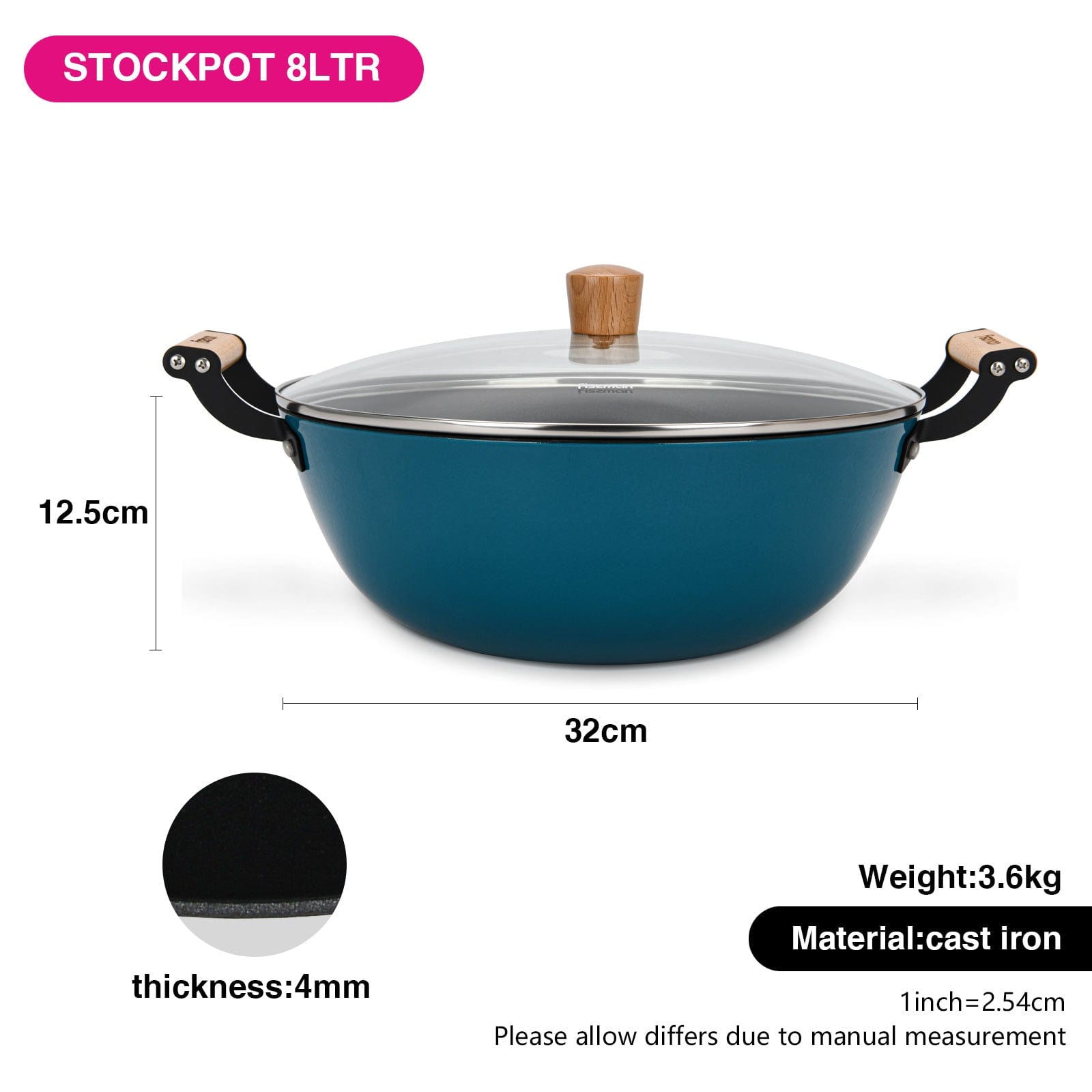 Fissman Stockpot Seagreen Cast Iron 8L