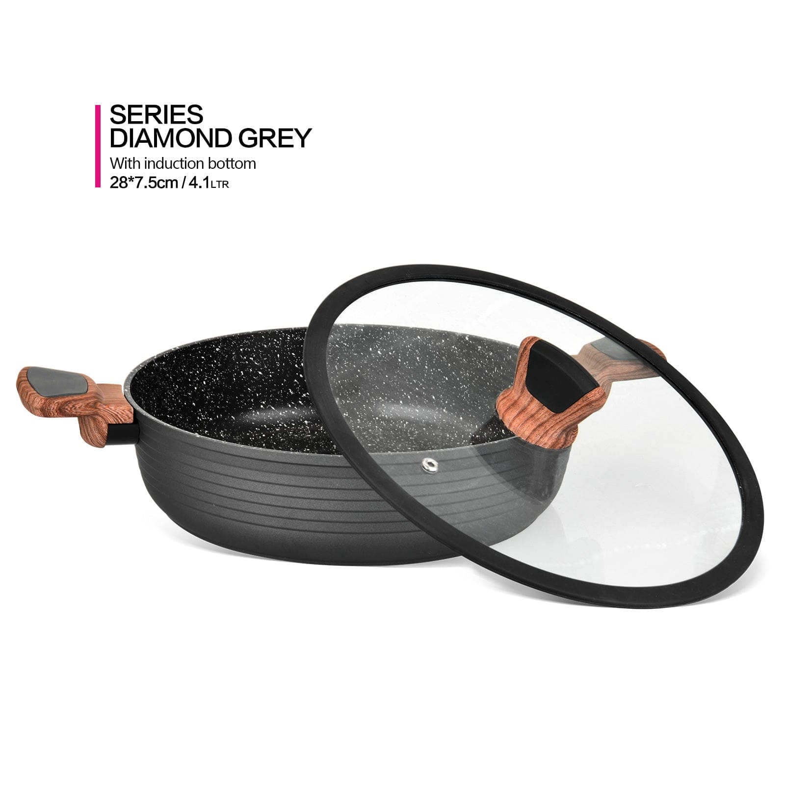 Fissman Casserole Diamond Aluminum Black 28cm